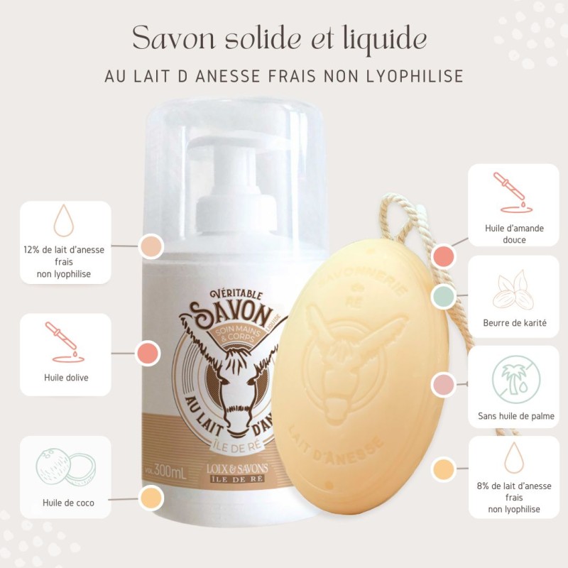 Pack au lait d'ânesse solide + liquide savonnerie ile de ré